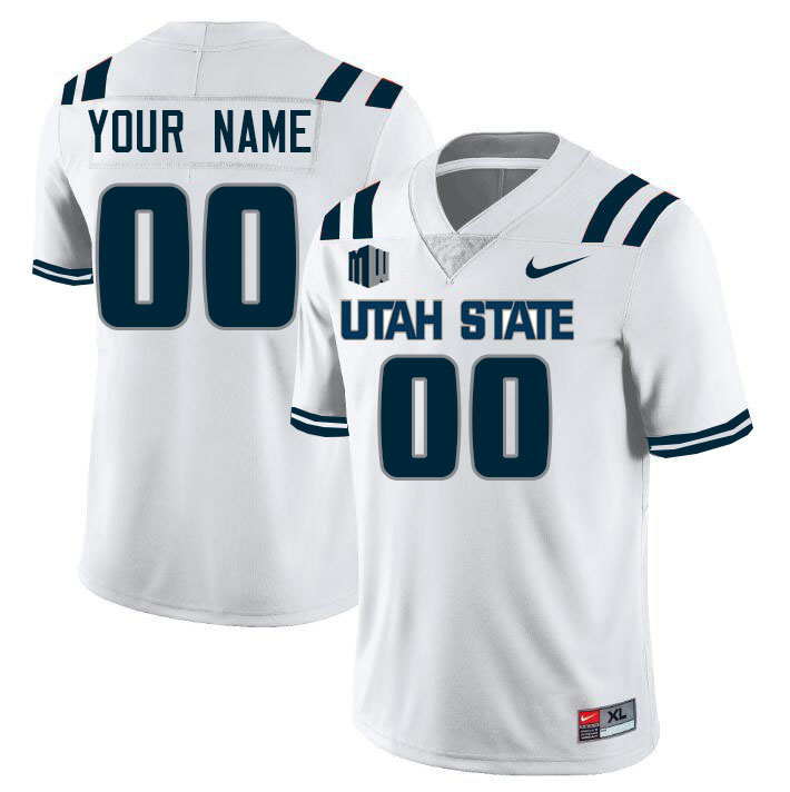 Custom Utah State Aggies Name And Number College Football Jerseys Stitched Sale-White